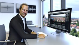 Professioneller Immobilienmakler analysiert Marktdaten am Schreibtisch in einem modernen Büro in der Metropolregion Nürnberg