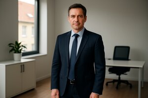 Makler praesentiert Studenten-Apartment an Eltern und Kapitalanleger