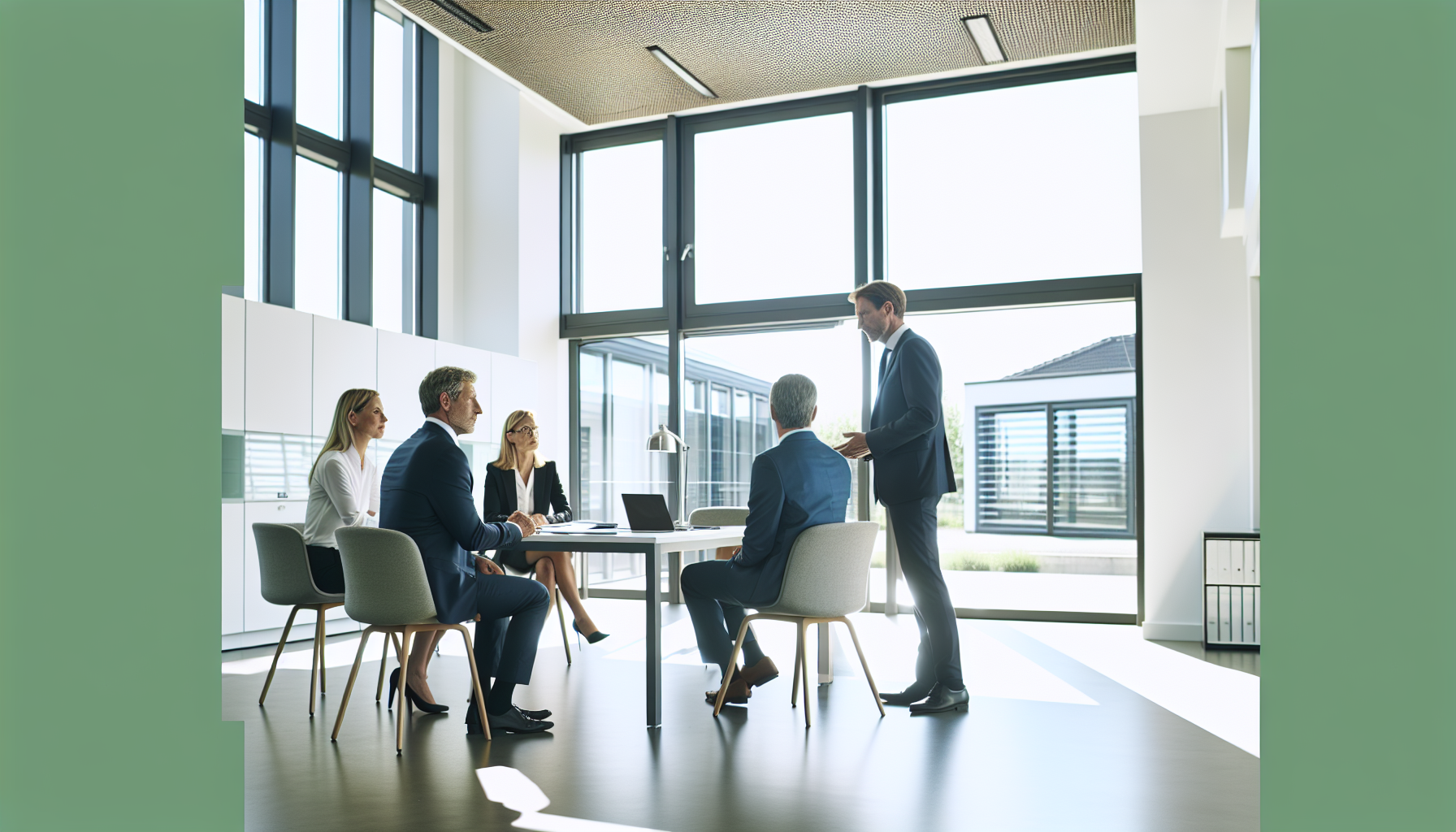 Erfahrenes Immobilienteam in einem modernen Büro bei einer strukturierten Besprechung