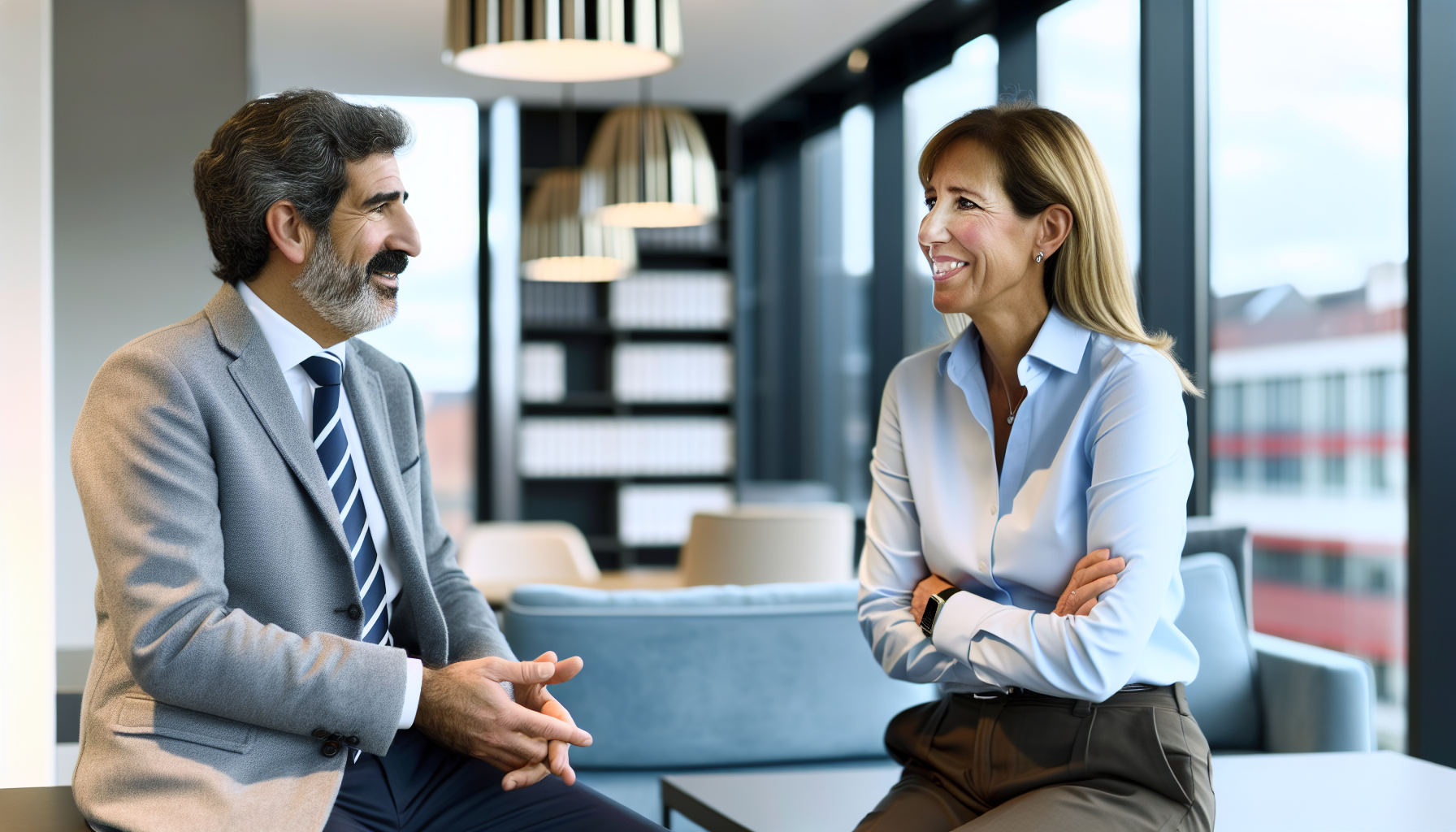 Europäische Immobilienprofis im persönlichen Gespräch in einem modernen Büro in der Metropolregion Nürnberg